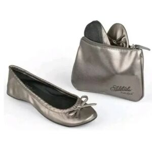 🆕 Sidekicks Heelin' Good Metallic Travel Ballet Emergency Flats Slipper, NWT